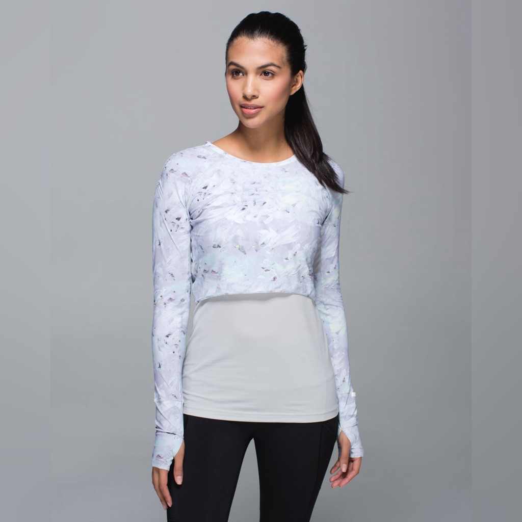 Lululemon Sea-Me Run Long Sleeve In Mini Blushed Illusion White Multi Silver